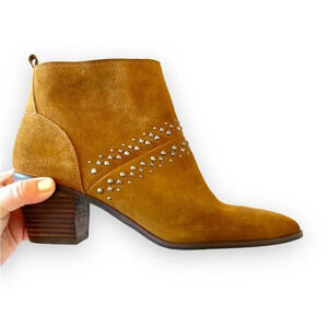Lucky Brand Brown Suede Studded Ankle‎ Boot Latinia Size 9.5 Coastal Cowgirl